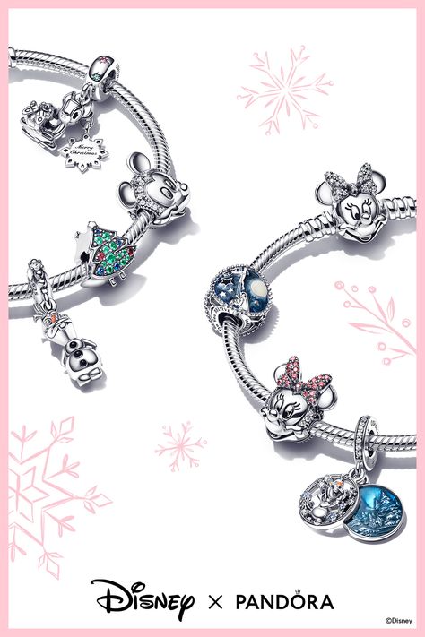 Discover special charms for the most festive time of year. From Disney's Mickey Mouse and Minnie Mouse charms, to new designs inspired by Disney's Bambi and Disney's Frozen, wrap up the stories they love to make Christmas morning magical. Pandora Disney Christmas Bracelet, Disney Themed Pandora Bracelet, Pandora Mickey Mouse, Pandora Disney Collection, Silver Disney Charms Jewelry, Silver Disney Mickey Mouse Jewelry, Pandora Disney, Disney Charms, Disney Jewelry