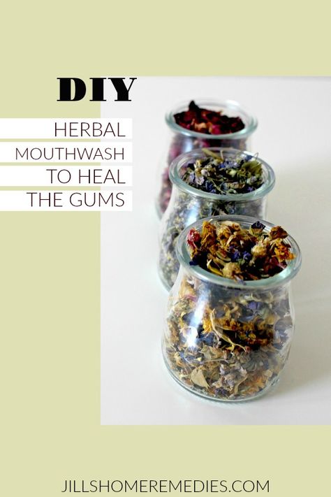 Learn how to make an easy herbal mouthwash to heal the gums after dental work or injury! Herbal Mouthwash, Healing Remedies, Cold Sores Remedies, Natural Sleep Remedies, Natural Cold Remedies, Natural Cough Remedies, Cold Home Remedies, Cough Remedies, Cold Remedies