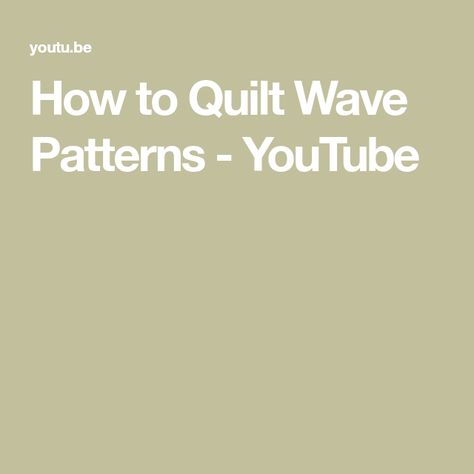 How to Quilt Wave Patterns - YouTube Wave Quilting Technique, Wave Stencil, How To Quilt, Machine Quilting Patterns, Modern Quilt Patterns, Diy Quilt, Quilting Techniques, Learn How To Draw, Wave Pattern