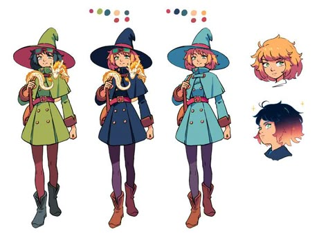 Japanese Witch Character Design, Wizard Illustration Character Design, Chaos Character Design, Plant Witch Character Design, Astrologer Character Design, Witch Design Character, Witch Illustration Character Design, Witch Clothes Drawing, Cute Witch Character Design