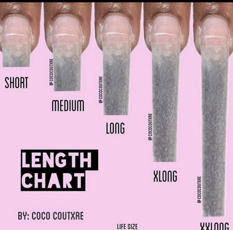 Pretty Acrylic Nails Medium Length, Different Nail Lengths Chart, Mail Length Chart, Nail Length Chart And Shape, Nails Length Chart, Nail Length Chart Price, Nail Length Chart, Nail Medium Length, Acrylic Nails Medium Length