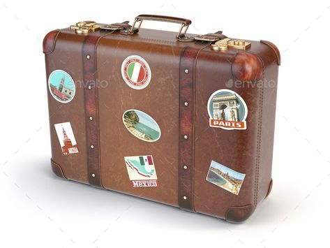 Retro suitcase baggage with travel stickers isolated on white ba by maxxyustas. Retro suitcase baggage with travel stickers isolated on white background. 3d illustration#travel, #stickers, #baggage, #Retro Retro Suitcase, Suitcase Stickers, Travel Clipart, Cute Suitcases, Old Suitcases, Vintage Suitcases, Holiday Icon, Vintage Suitcase, Suitcase Packing