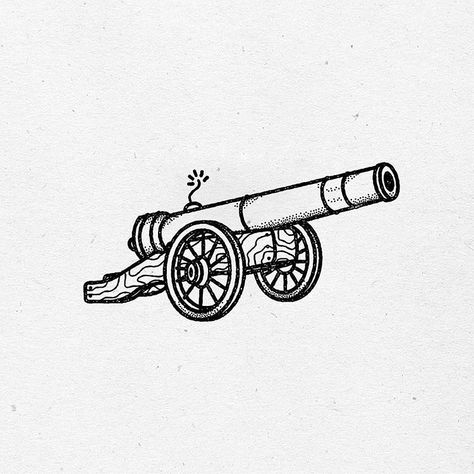 Pirate Cannon Tattoo, Arsenal Cannon Tattoo, Arsenal Tattoo Design, Traditional Cannon Tattoo, Arsenal Tattoo Ideas, Cannon Illustration, Cannon Drawing, Canon Tattoo, Cannon Tattoo