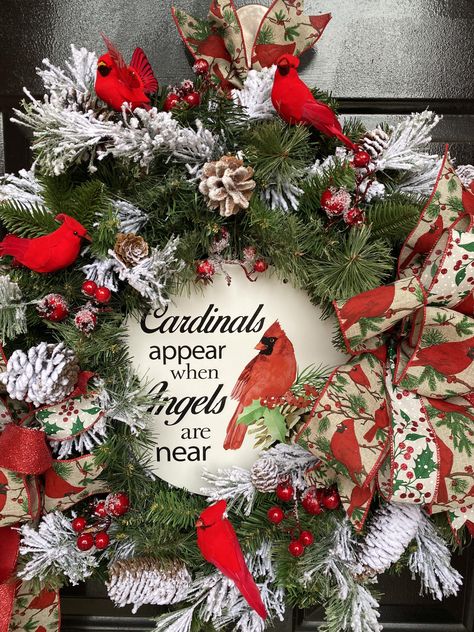 Cardinal Themed Winter Wreathchristmas Wreathindoor or - Etsy Red Bird Wreaths Cardinals, Christmas Cardinal Wreaths, Red Cardinal Wreath, Christmas Wreath With Cardinals, Christmas Cardinals Winter Scenes, Wreaths With Cardinals, Cardinal Wreath Diy, Wreaths With Birds, Christmas Cardinal Wreath