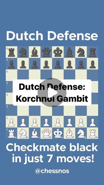 Chessnos on Instagram: "♟Dutch Defense: Janzen-Korchnoi Gambit♟  Checkmate black in just 7 moves with the Janzen-Korchnoi Gambit!🔥  Over 6,000 players have fallen for this gambit including players rated over 2200!😎  ♟Follow @chessnos for more chess tips and tricks!🧠♟  ♟Have a great day!♟  ♟#chessnos  #chess #chessclub #chesslife #chesspiece #chesspuzzle #chesstournament #chesstactics #chessset #chessmemes #chessnotcheckers #chessproblems #chesspuzzles #chessplayers #chesspieces #chessquotes #chessrush #chessrecords #chesslove #chessgames #chesstricks #chessvideos #chessislife #shakki #schach #échecs #scacchi #ajedrez #szachy #satranç" Chess Tips, Chess Tricks, Chess Records, Chess Quotes, Chess Tactics, Chess Puzzles, Chess Club, Chess Players, Chess Game