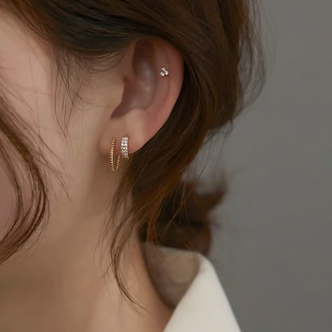 Faster shipping. Better service Minimalist Ear Piercings, Small Twist, Color Twist, Dark Water, Classy Earrings, Gold Triangle, Piercing Earrings, Studs Gold, Stud Style