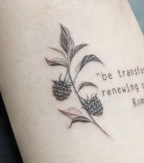 Single needle tattoo by ktattoola Blackberry Tattoo, Needle Tattoo, Fruit Tattoo, L Tattoo, Single Needle Tattoo, Vine Tattoos, Floral Tattoo Design, Botanical Tattoo, Line Work Tattoo