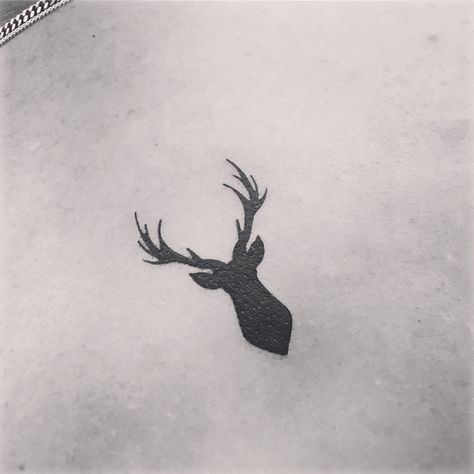 Simple stag silhouette tattoo Stags Head Tattoo, Small Elk Tattoo, Highland Cow Tattoo, Tattoo Real, Elk Tattoo, House Sigil, Stag Tattoo, Fox Tattoo Design, Cow Tattoo