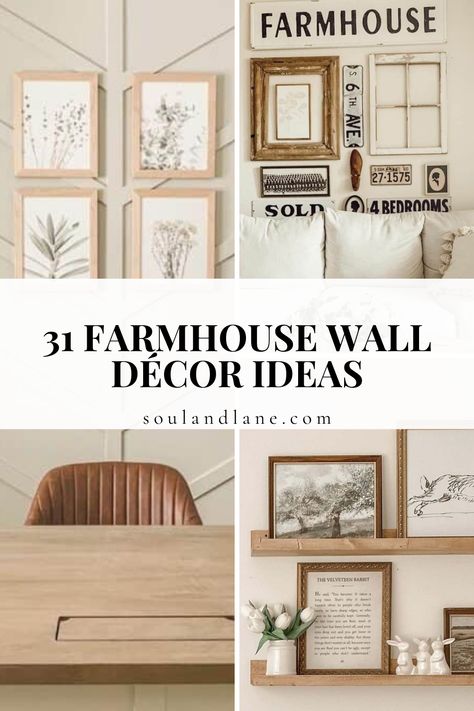 Turn your home into a sanctuary of country chic with our inviting farmhouse wall decor ideas. From distressed wood frames to galvanized metal accents, each element is carefully selected to bring the tranquil vibe of the countryside right into your living spaces. Imagine a home where every room exudes a sense of comfort and rustic elegance, blending seamlessly with modern touches for a truly unique aesthetic. Modern Farmhouse Picture Wall Ideas, Farmhouse Wall Gallery Ideas, Farmhouse Living Room Wall Decor Ideas, Farmhouse Office Wall Decor, Farmhouse Wall Collage, Country Farmhouse Wall Decor, Farmhouse Wall Decor Living Room, Farmhouse Wall Decor Ideas, Farmhouse Living Room Wall Decor