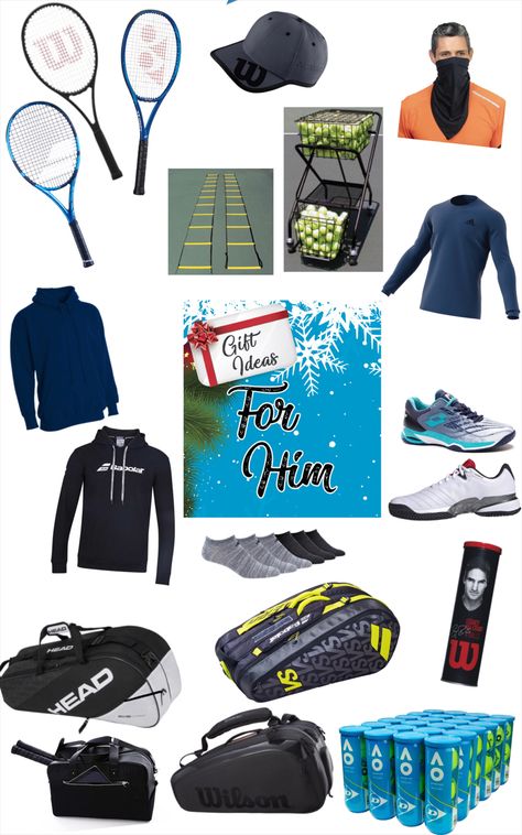 Grab the tennis guy in your life the perfect gift this holiday season. Visit doittennis.com for all your pro tennis needs. Shop name brands like Wilson, Babolat, Head, Yonex, Asics, K-Swiss and more for Tennis Racquets, Bags, Shoes and Apparel. #tennis #giftsforhim #blackfriday #atptour Tennis Emergency Kit, Tennis Essentials, Tennis Gifts For Women, Tennis Gift Ideas, Tennis Bag Essentials, Gifts For Tennis Players, Tennis Gifts For Guys, Tennis Racquet Bags, Pro Tennis