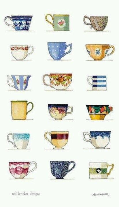 Cup of tea Tea Bag Art, Hur Man Målar, Art Et Illustration, Tea Art, Food Illustrations, الرسومات اللطيفة, 그림 그리기, Tea Towel, Tea Towels