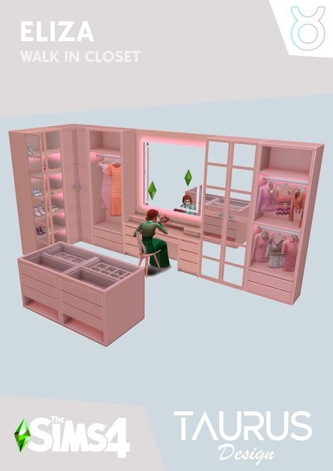 Eliza Walk In Closet | Patreon Sims Walk In Closet, Life Drama Mod Sims 4, Ikea Cc Sims 4, Sims 4 Floor Lamp Cc, Sims 4 Cc Retail Clutter, Sims 4 Cc Furniture Clutter Patreon, Sims 4 Glam Furniture Cc, Cute Sims Outfits, Ikea Sims 4 Cc