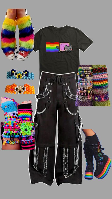 Scene kid starter pack Kandi Kid Outfit, Scene Core Outfit, Scene Aesthetic Outfits, Scene Outfits Aesthetic, Scenecore Outfit, Scene Kid Outfits, Scene Kid Fashion, Scene Clothing, Scene Outfits