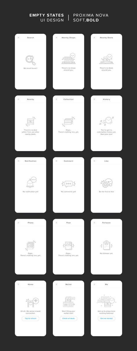 SEETIES EMPTY STATES UI on Behance Jungle Reference, Application Ui Design, App Form, Empty State, Mobile Design Inspiration, Ui Ux App, Mobile Ui Patterns, Ui Patterns, Gui Design