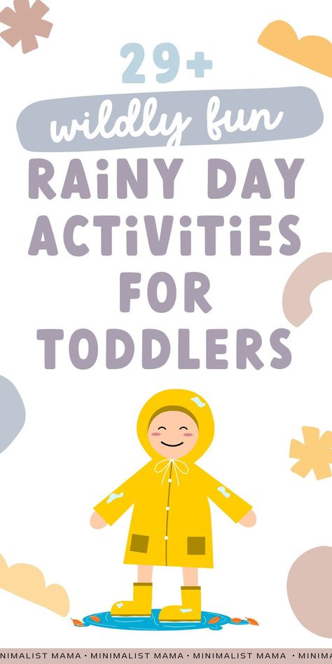 Searching for fun and easy preschool activities and toddler activities for your little ones? These rainy day toddler activities are are both indoor & outdoor ideas! (Great summer activities for kids & toddler fun/toddler play here! Plus great calming activities and outdoor play for toddlers) Kids Rainy Day Activities, Rainy Day Activities For Kids Toddlers, Rain Activities For Toddlers, Indoor Rainy Day Activities For Kids, Rainy Day Crafts For Toddlers, Rainy Day Activities For Kids Preschool, Toddler Rainy Day Activities, Outdoor Play For Toddlers, Rainy Day Toddler Activities