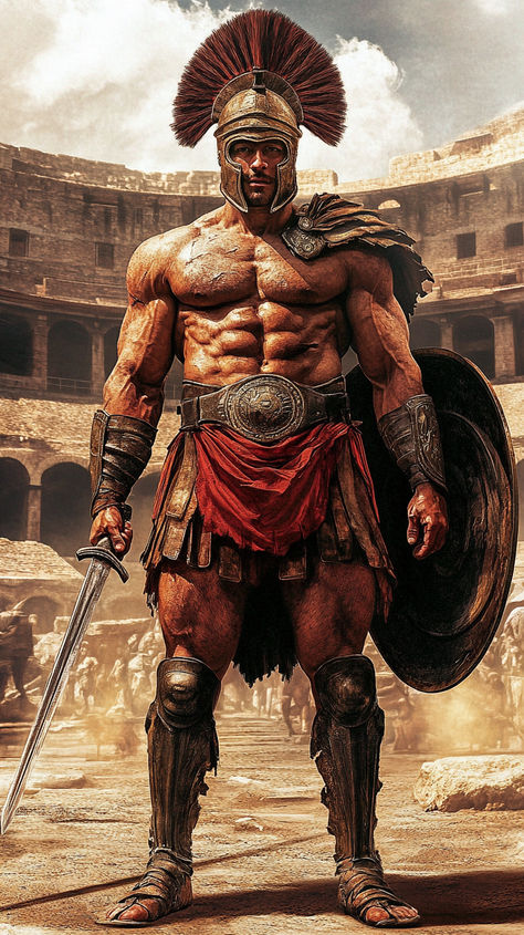 Roman Warrior Art, Greek Armour, Douglas Friedman, Warrior Concept Art, Roman Warriors, Greek Warrior, Spartan Warrior, Gods And Goddesses, Muscle Men