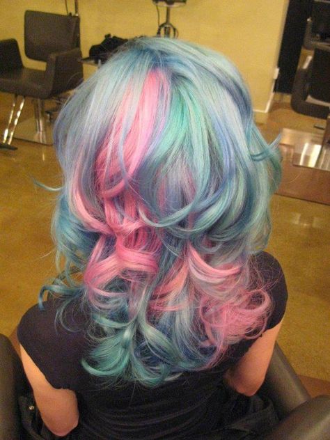 Tri Colored Hair, Outfit Store, Blue And Pink Hair, Multicolor Hair, Cotton Candy Hair, Dye Patterns, Candy Hair, Multi Colored Hair, Hair Dyes