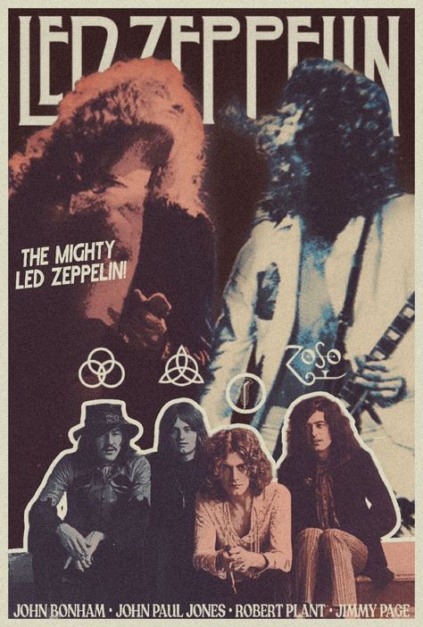 Rock Poster Aesthetic, Led Zeppelin Poster Art, Old Rock Posters, 70s Band Posters, Led Zeppelin Poster Vintage, 1970s Posters, Rockstar Poster, Led Zeppelin Wallpaper, 70s Posters