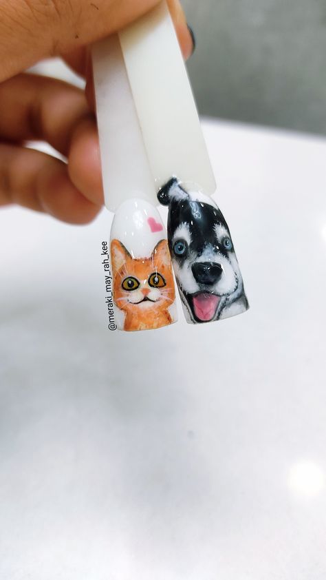 Ginger cat & Husky Dog Nail Art, Ginger Cat, Dog Nails, Ginger Cats, Apple Tv, Husky, Ginger, Nail Art, Nails