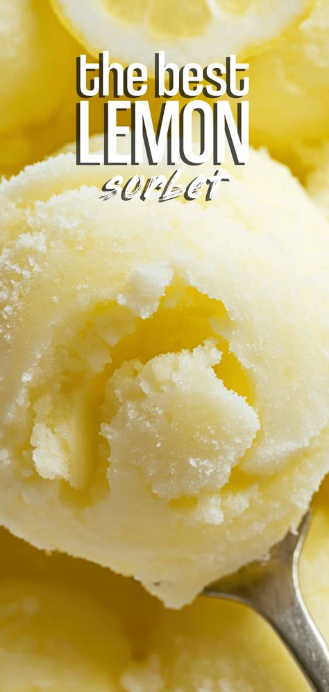 Lemon Sorbet [15 Minutes] – Chasety Lemon Sorbet In Lemon Shell, Lemon Sorbet Ninja Creami, Sorbet Flavors, Lavender Sorbet, Lemon Sorbet Recipe, Ninja Ice Cream Recipe, Homemade Sorbet, Sherbet Recipes, Sorbet Ice Cream