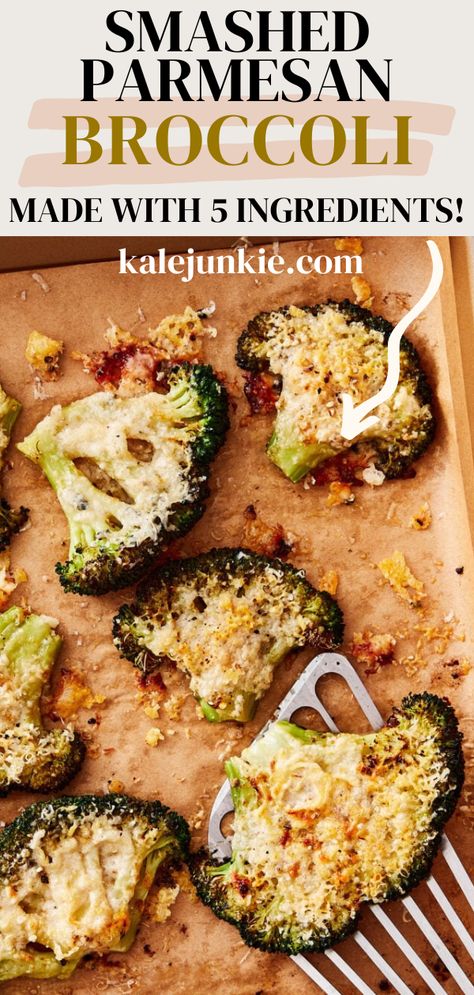 Smashed Broccoli, Broccoli Recipes Side Dish, Broccoli Side Dish, Broccoli Dishes, Parmesan Chips, Parmesan Broccoli, Grill Basket, Parmesan Recipes, Lemon Vinaigrette