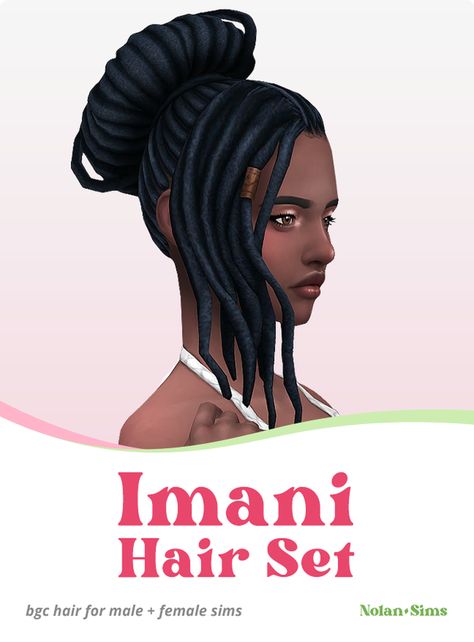 Imani Hair Set | Nolan-Sims on Patreon Afro Hair Sims 4 Cc, Hairstyle Drawing, Sims 4 Black Hair, Find Hairstyles, Hair Set, Sims 4 Mm, Sims4 Clothes, Sims Hair, Dread Hairstyles