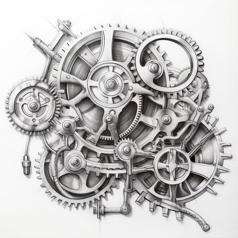 Mechanical Watch Tattoo, Mechanical Tattoo Design, Gear Drawing, Biomechanical Tattoo Design, Watch Tattoo Design, Gear Tattoo, Steampunk Tattoo, Mechanic Tattoo, Crazy Tattoos