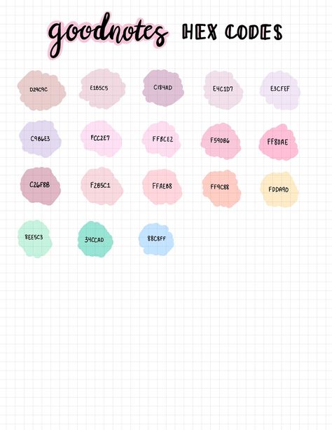 Goodnotes Hex Codes, Color Coding Notes, Flat Color Palette, Ipad Essentials, Ipad Hacks, Ipad Tutorials, Notebook Cover Design, Hex Color Palette, Color Palette Challenge