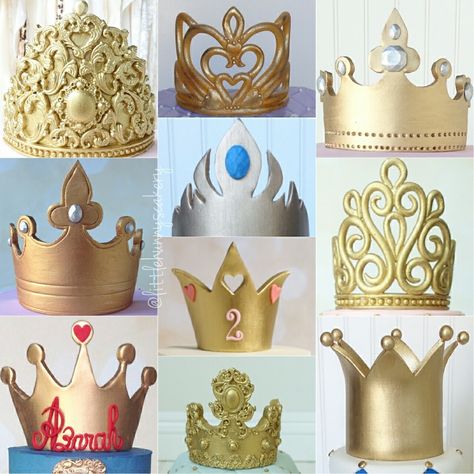 Crown On Cake, Fondant Crown Tutorial, Fondant Crown Cake Topper, Types Of Crowns, Fondant Tiara, Tiara Cake Topper, Fondant Crown, Tiara Cake, Crowns And Tiaras