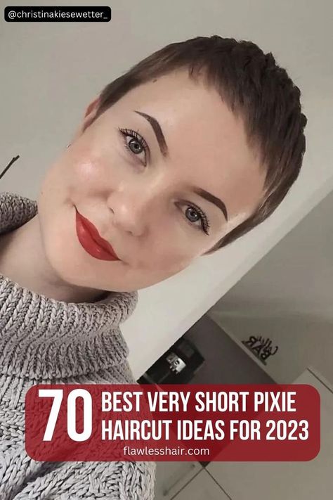 Discover a collection of the best very short pixie haircut ideas. From classic to edgy styles, these short pixie hairstyles are versatile and trendy. Explore shaved pixie cuts, super short pixie hairstyles, and other variations of the short pixie haircut for inspiration. Red Hair Pixie Cut, Summer Curly Hairstyles, Very Short Pixie Haircut, Short Hair Braid Styles, Super Short Pixie Cuts, Very Short Pixie, Hot Weather Hairstyles, Shaved Pixie Cut, Edgy Pixie Hairstyles