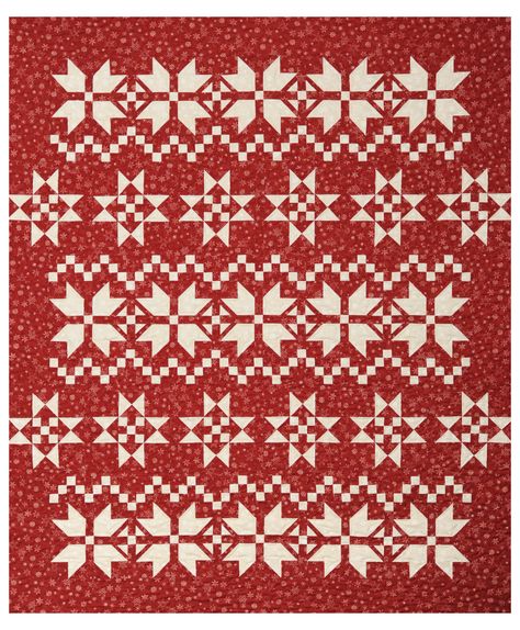 Fair Isle Quilt Pattern, Fair Isle Quilt, Scandinavian Quilts, Two Color Quilts, Row Quilt, Red And White Quilts, Christmas Quilt Patterns, Quilt Pattern Download, Holiday Quilts