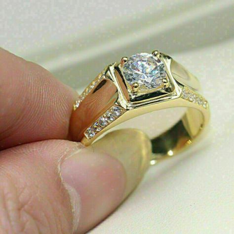 https://www.jewelry22.com/ Find many great new & used options and get the best deals for 1.50CT Round Simulated Solitaire Diamond Band Ring Men's 14K Yellow Gold Plated at the best online prices at eBay! Free delivery for many products! Diamond Ring Designs Men, Gents Ring Design Gold, Male Engagement Ring Men Gold, Gents Solitaire Ring Men, Gents Diamond Ring Men, Boys Engagement Ring, Male Gold Ring, Boys Rings Design Gold, Mens Solitaire Diamond Ring