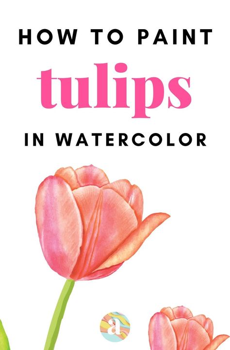 Learn how to paint with watercolor different beautiful flowers | how to draw flowers for  #tulips #watercolor #watercolorforbeginners #howtodrawflowers Watercolor Tulips Tutorials Step By Step, Watercolour Tulips Tutorial, Watercolor Tulips Easy, How To Paint Tulips, Tulip Watercolor Painting, Watercolour Tulips, Paint Tulips, Tulip Flower Drawing, Watercolour Videos