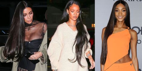 ULTRA-LONG HAIR IS TRENDING—BUT IS IT CHIC? Waist Length Hairstyles, Celebrity Hairstylist, Long Hair Trends, Kim And Kourtney, Waist Length Hair, Loose Braids, Celebrity Hair Stylist, Hair Trend, Long Locks