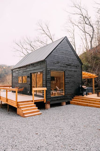 The TallStuga Cabin (600 Sq.Ft.) - Little Living Blog Scandinavian Cabin, Pine Cabin, Tiny House Towns, Contemporary Cabin, Tiny Cabin, House Cabin, Small Cabin, Tiny House Cabin, Cabin Plans