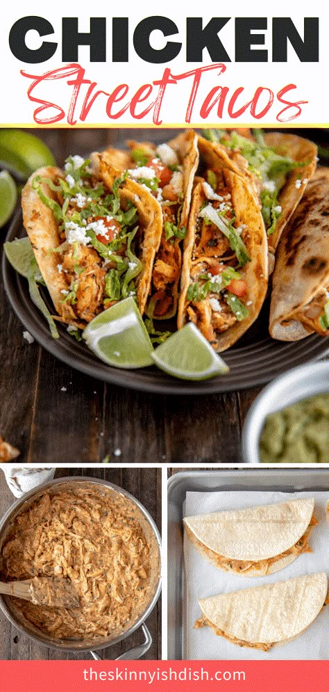 Shredded Chicken Casserole, Chicken Street Tacos, Street Taco Recipe, Easy Shredded Chicken, Crispy Corn, Shredded Chicken Tacos, Taco Dinner, Chicken Taco Recipes, Crock Pot Tacos