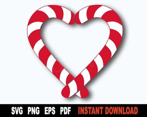 Candy Cane Heart Svg, Heart SVG Christmas Svg, Heart Candy Svg File For Cricut, Silhouette, Vector Clipart, Instant Digital Download $1.99 Heart Candy Cane, Candy Cane Hearts, Candy Cane Heart, Svg Heart, Valentines Day Couple, Tassen Design, Heart Svg, Christmas Lettering, Cricut Creations