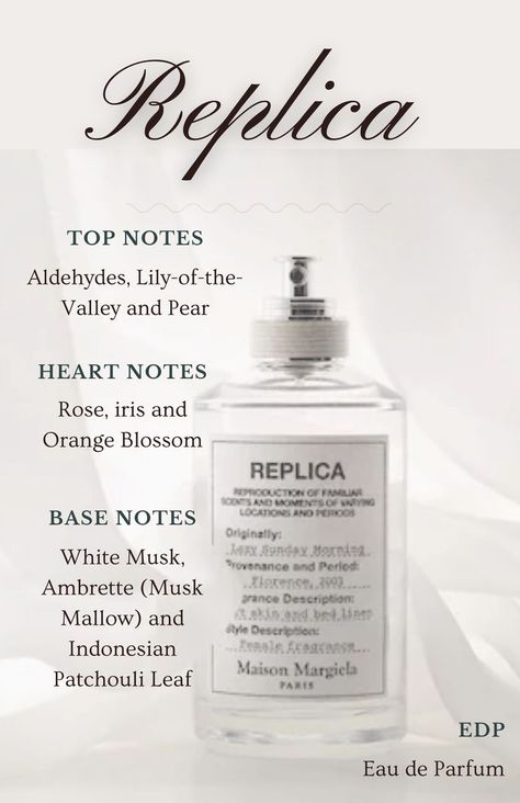 Soft Floral Perfume, White Floral Perfumes, Powdery Perfumes, White Tea Perfume, Margiela Perfume, Maison Margiela Perfume, Cosmetic Science, Replica Lazy Sunday Morning, Replica Lazy Sunday