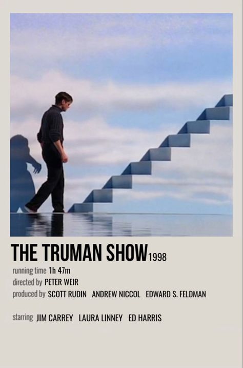 minimal polaroid movie poster for the truman show Indie Movie Posters, Film Polaroid, Filmy Vintage, The Truman Show, Iconic Movie Posters, Movie Card, Film Posters Minimalist, Septième Art, Film Posters Vintage