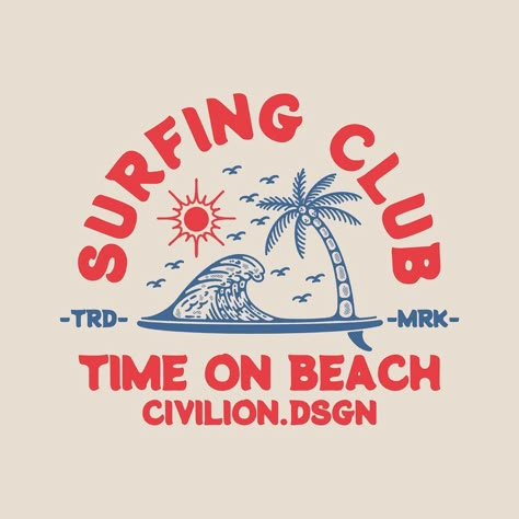 Riding high on the retro tide! This vintage-inspired logo for a surfing club captures the essence of the sun, surf and palms. 🌞🌊🌴⁣ ⁣ Design delights by @civiliondesign_⁣ ⁣ #indiefound #creativecommunity #inspiration #logodesign #graphicdesign #vintagestyle #surfingclub #sunwavepalm #illustration #digitalart #artcommunity #designinspiration #artlovers #artworkoftheday #creativeexpression #artsharing #waveriderretro #branding #uniqueartwork #surfdesign #surfart #badgedesign⁣ ⁣ Surf Logo, Beach Logo, Wave Illustration, Surf Brands, Retro Surf, Design Stickers, Vintage Poster Design, Surf Design, Retro Logos