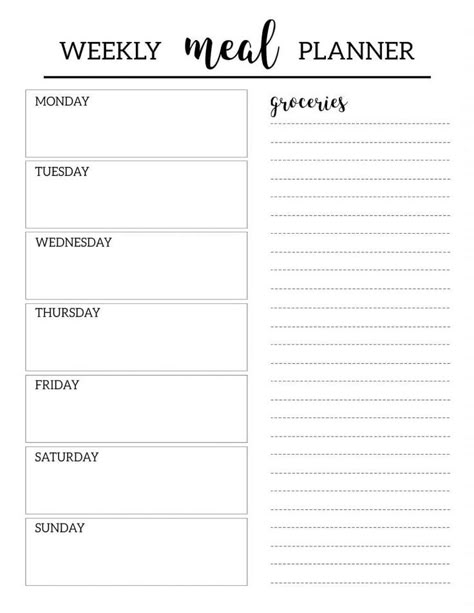 Free Printable Meal Planner Template. Weekly dinner menu plan DIY with grocery list included. Prep & organize daily meals and shopping list. #papertraildesign #mealplanning #mealprepping #weeklymealprep Free Printable Meal Planner Templates, Menu Planning Template, Dinner Menu Planning, Weekly Meal Plan Template, Weekly Menu Template, Meal Planner Printable Free, Free Meal Planner, Weekly Meal Planner Template, Weekly Dinner Menu