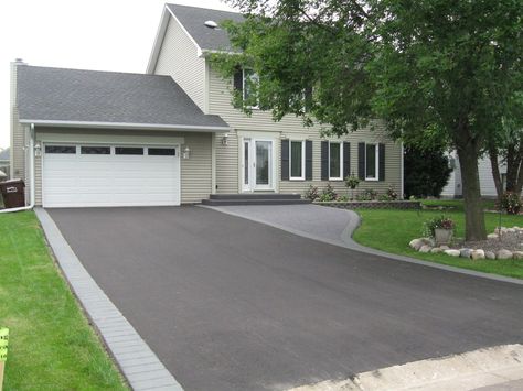 blacktop driveway design - Google Search Blacktop Driveway, Front Walkway Landscaping, Asphalt Driveway, Remove Oil Stains, Driveway Paving, Front Walkway, Cleaning Painted Walls, Driveway Design, Driveway Landscaping