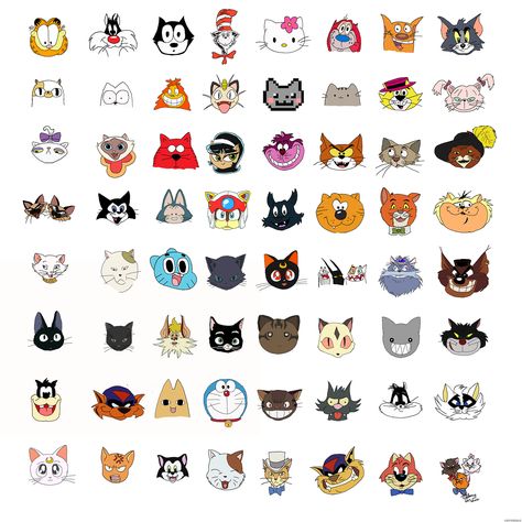 iconic animated, cartoon cats Cartoon Characters Names, Cartoon List, Cats Cartoon, Circus Characters, Characters Cartoon, Cat Sketch, Cat Cartoon, Famous Cartoons, Cat Character