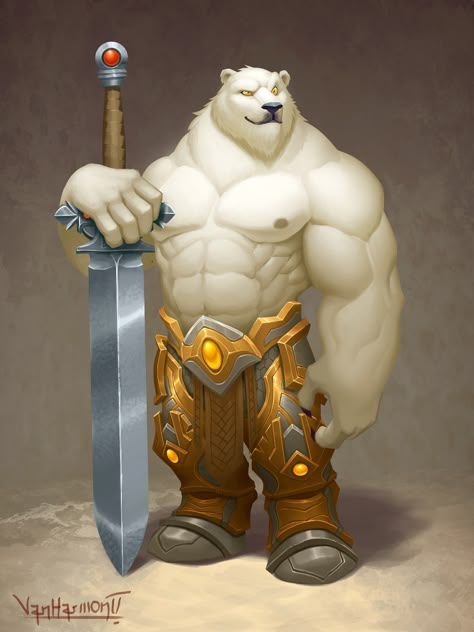 ArtStation - Polar bear Paladin, J.B. Van Harmontt Desert Warrior, Bear Character, Bear Man, Dungeons And Dragons Characters, Bear Art, Character Design Male, Dnd Characters, Fantasy Character Design, Fantasy Creatures