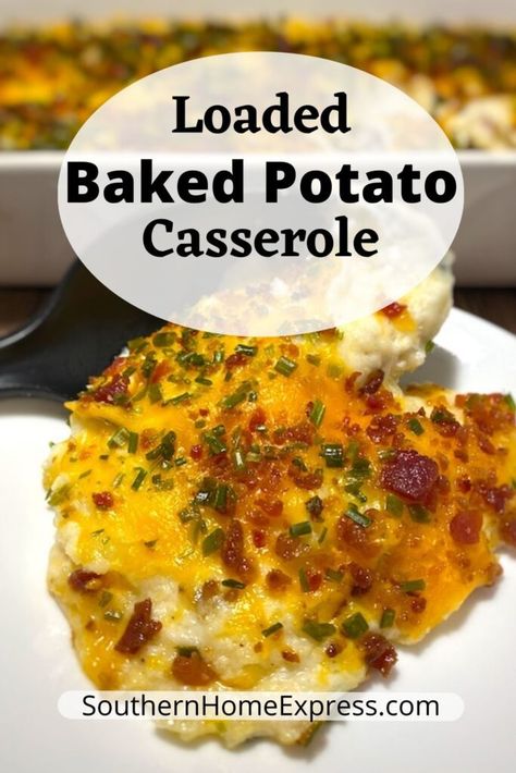 Easy Loaded Potato Casserole, Easy Loaded Baked Potato, Best Potluck Dishes, Loaded Potato Casserole, Potato Casseroles, Comforting Casseroles, Loaded Baked Potato Casserole, Slow Cooker Ground Beef, Potatoe Recipes