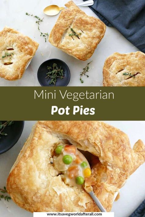 Vegetarian Pot Pies, Vegetarian Pot Pie Recipe, Veggie Pot Pie Recipe, Veg Pie, Savoury Pastry Recipe, Vegetarian Pie, Mini Pot Pies, Veggie Pot Pie, Vegetarian Pot Pie