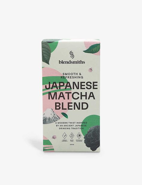 Since it was founded by friends Chris and Ryan in 2017, innovative beverage brand Blendsmiths has been revitalising ancient drinks, maintaining an unwavering focus on two things: flavour and health benefits. One of the Bolton-born duo’s creations is the Japanese Matcha Blend. Brimming with antioxidants, this recipe utilises high-grade ceremonial green tea grown in Uji, Japan, which is a region renowned for cultivating some of the world’s finest matcha leaves.| 'Blendsmiths Japanese Matcha blend Matcha Packaging Design, Matcha Leaves, Japanese Packaging Design, Green Tea Packaging, Matcha Packaging, Protein Matcha, Matcha Branding, Uji Japan, Japanese Branding