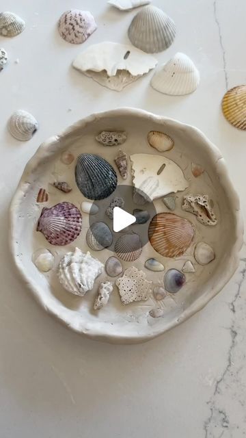 Air Dry Clay Sea Shells, Air Dry Clay Coasters Diy, Shells Diy, Diy Coasters, Air Dry, Seashell Art, Dry Clay, Mod Podge, Shell Art