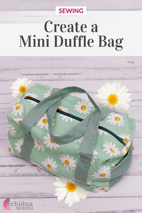 Create a mini duffle bag for yourself or as a gift to someone else! | Echidna Sewing Diy Duffle Bag, Duffel Bag Pattern, Duffle Bag Patterns, Bags To Make, Motion Energy, Small Duffle Bag, Tote Bag Pattern Free, Mini Duffle Bag, Crochet Backpack