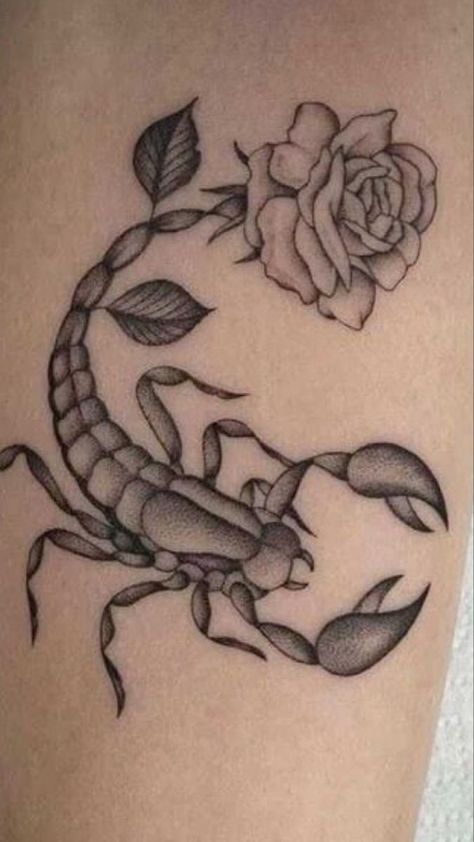 Scorpion And Flower Tattoo, Scorpion With Flowers Tattoo, Scorpion Tattoo Feminine, Traditional Tattoo Stencils, Traditional Hand Tattoo, Body Tattoo Design, Belly Tattoos, Scorpio Tattoo, Mom Tattoo Designs